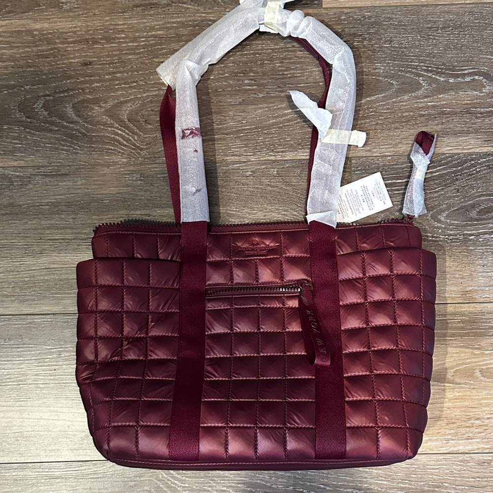 Kate Space Quilted Burgundy Tote Bag